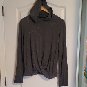 Dark Gray Hooded Long Sleeve Top
